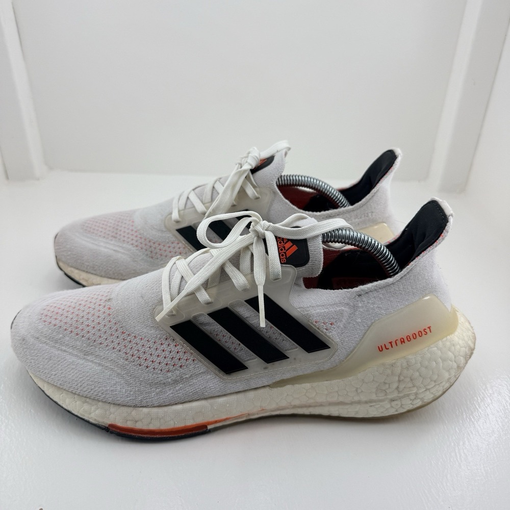 Adidas UltraBoost 21 Tokyo Mens 9.5 US Running Shoe White Cloud Solar Red S23863